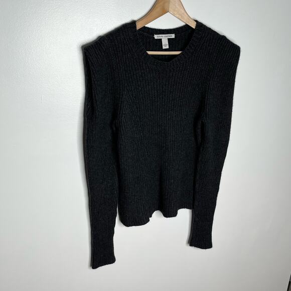 Autumn Cashmere Power Shoulder Sweater Womens Small Black Gray Wool Blend - Picture 4 of 10